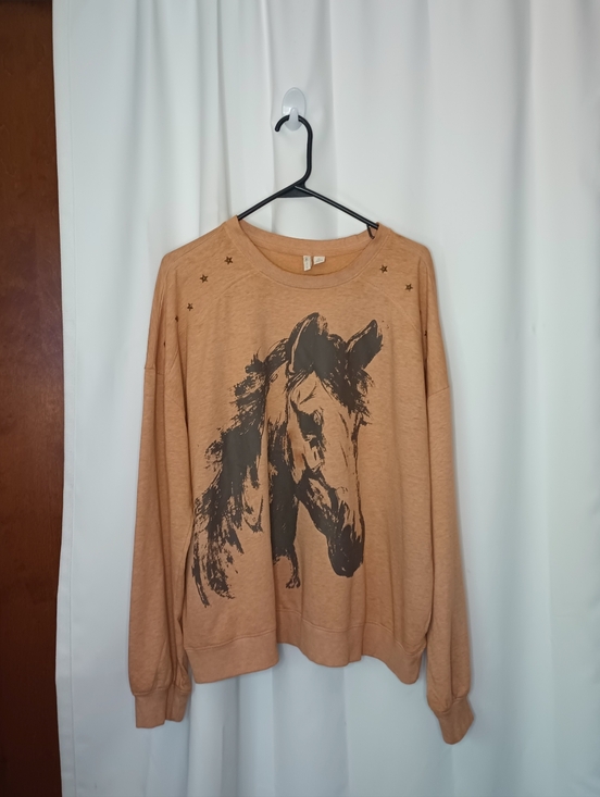 Cato Tops - Cato Womens Equestrian Horse Graphic Sweatshirt XL Star Studs Western Cowgirl